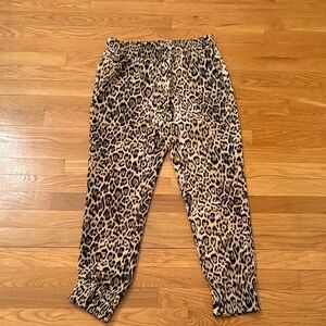 Aqua Black and Tan Leopard Print Pants